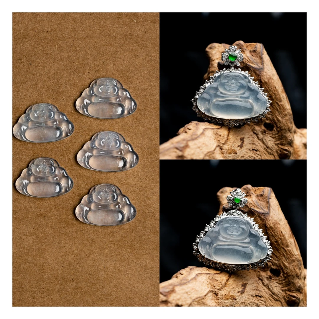 【宝儿工厂定制】天然缅甸翡翠佛公-18K金钻石镶嵌-款式可选|CXQ2