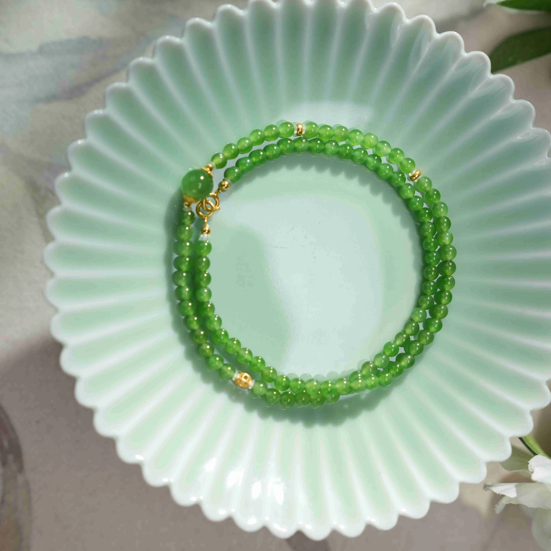 【常青树】和田玉珠链卡4左右-18k金--GG624|BHT7