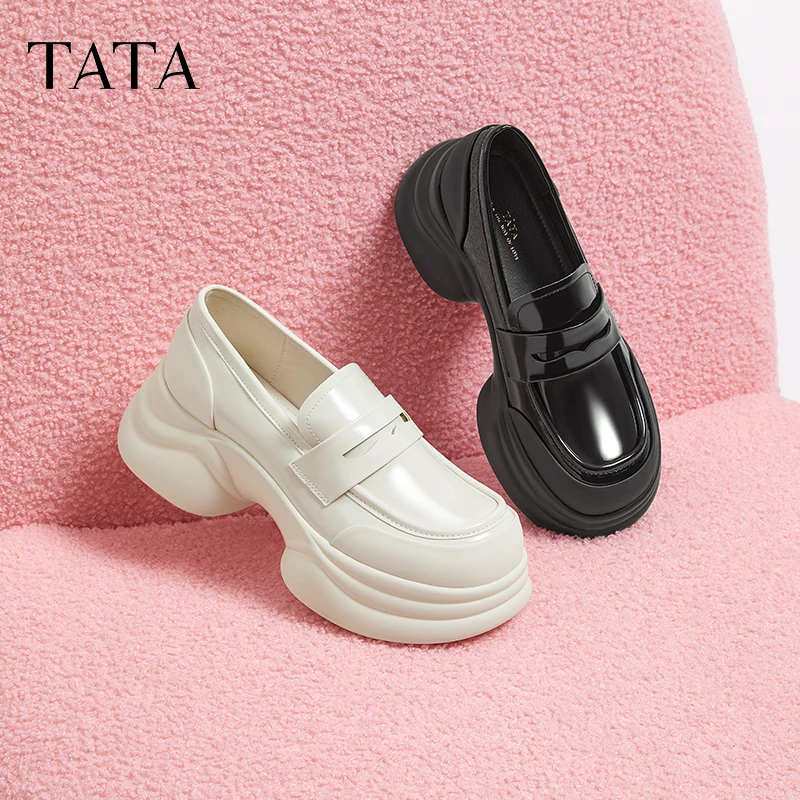 TATA/他她2025年小海浪厚底乐福鞋女小皮鞋CCJ01CA5