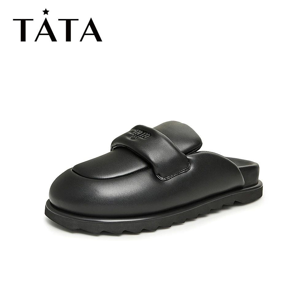 Tata他她外穿简约穆勒皮质拖鞋女时尚舒适凉拖软面冬新款7NH01CH3