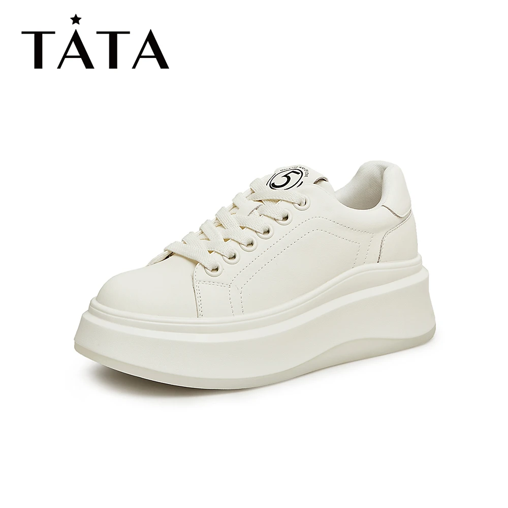 Tata他她百搭厚底板鞋女纯色轻便休闲小白鞋软面秋季新款WA201CM3
