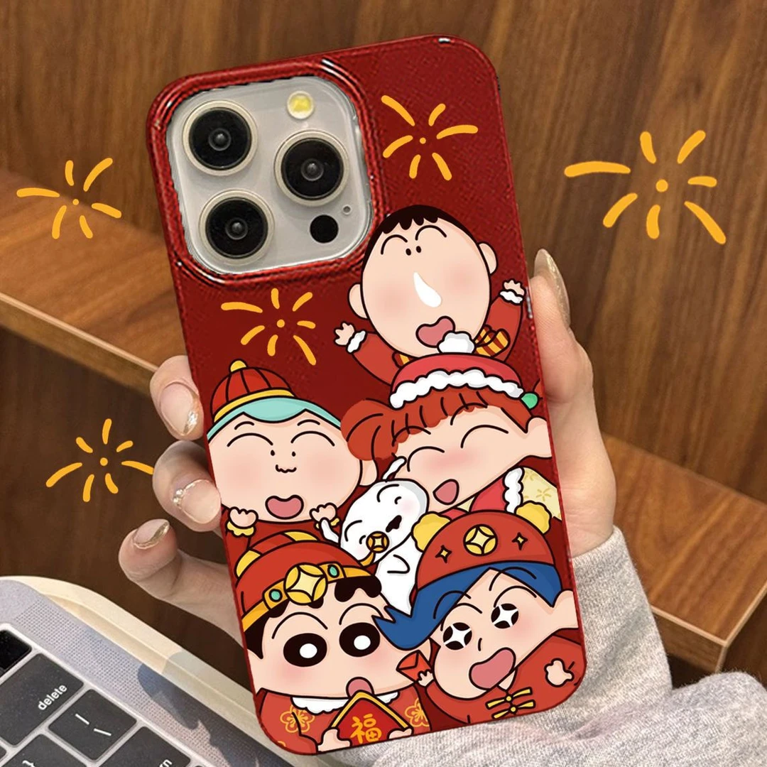 新年小新同学适用13苹果15红14promax手机壳iPhone11女12软xr卡通