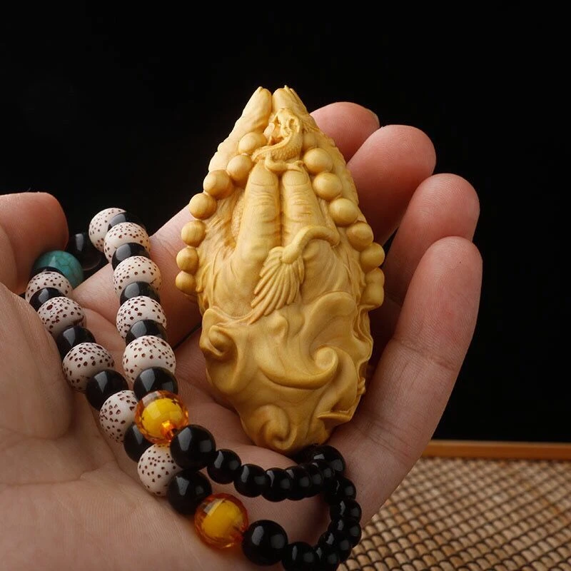 木雕手把件小叶黄杨木文玩手工艺品挂件佛手实木男士随时把玩物件