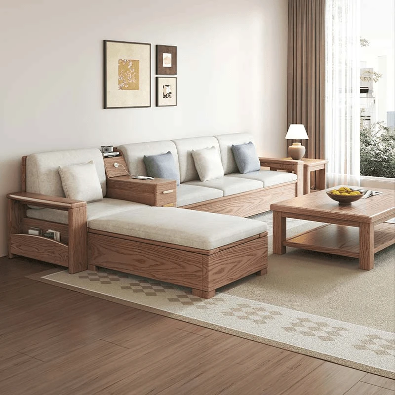 曼茗家具B302#白蜡原木色沙发简约高箱储物冬夏两用北欧客厅家用