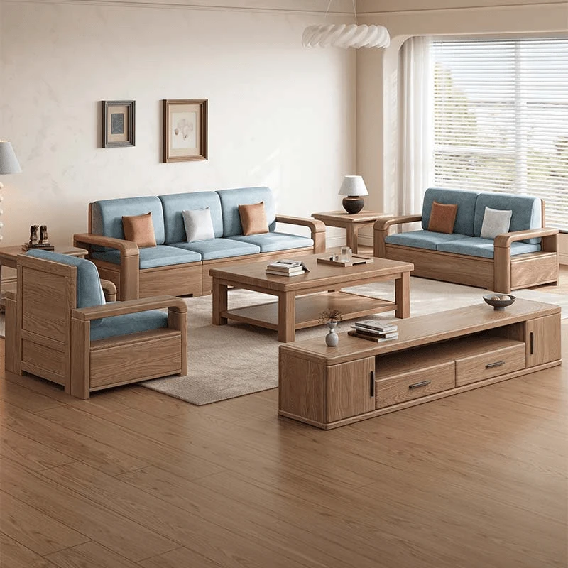 曼茗家具B301#白蜡原木色沙发简约高箱储物冬夏两用北欧客厅家用