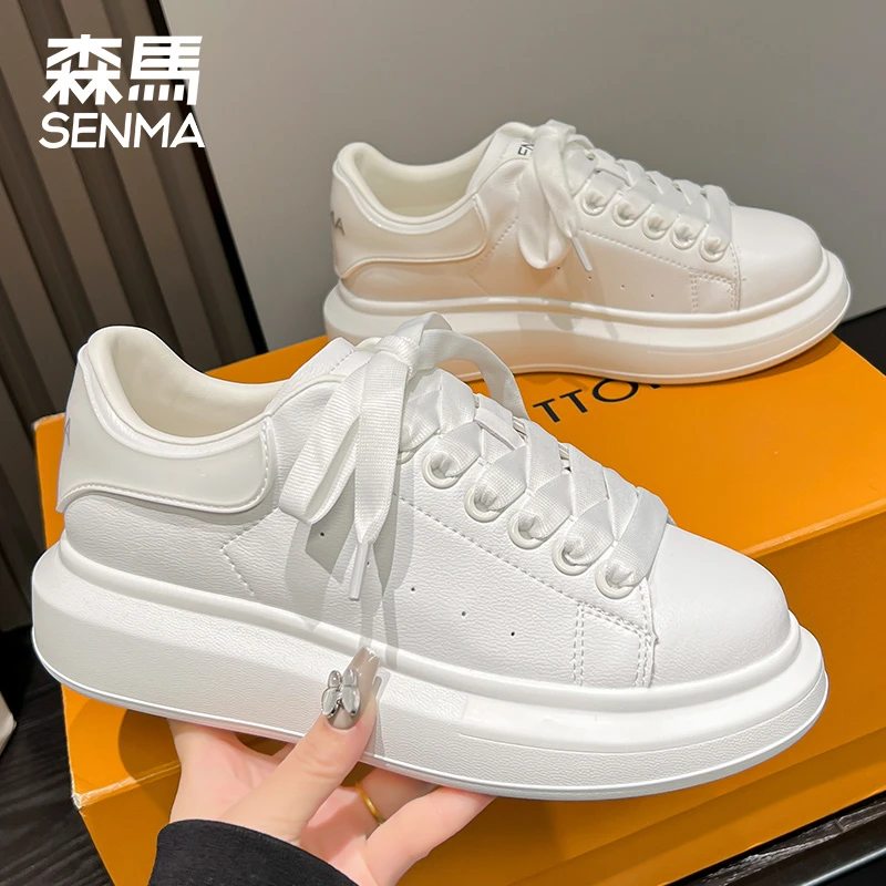 森马麦昆小白鞋女2025新款潮流厚底增高板鞋显高休闲隐形男女鞋子