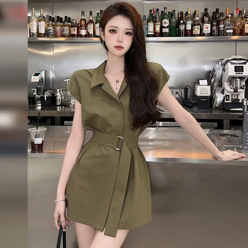 【有颜值】【两件套】小个子精致衬衫连衣裙子女夏季2024新款套装1194