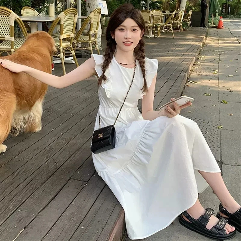 【有里布】小飞袖风连衣裙夏季女法式气质显瘦高级感小个子长裙1300