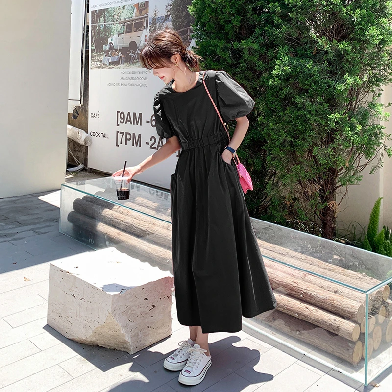 2025新款长裙女夏初恋小个子显瘦度假小心机泡泡袖少女连衣裙3147