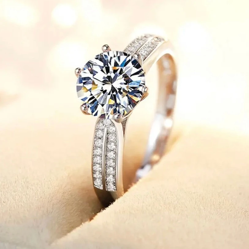 高定【星光皇后】时尚轻奢豪华镶嵌求婚结婚莫桑可调节戒指女款