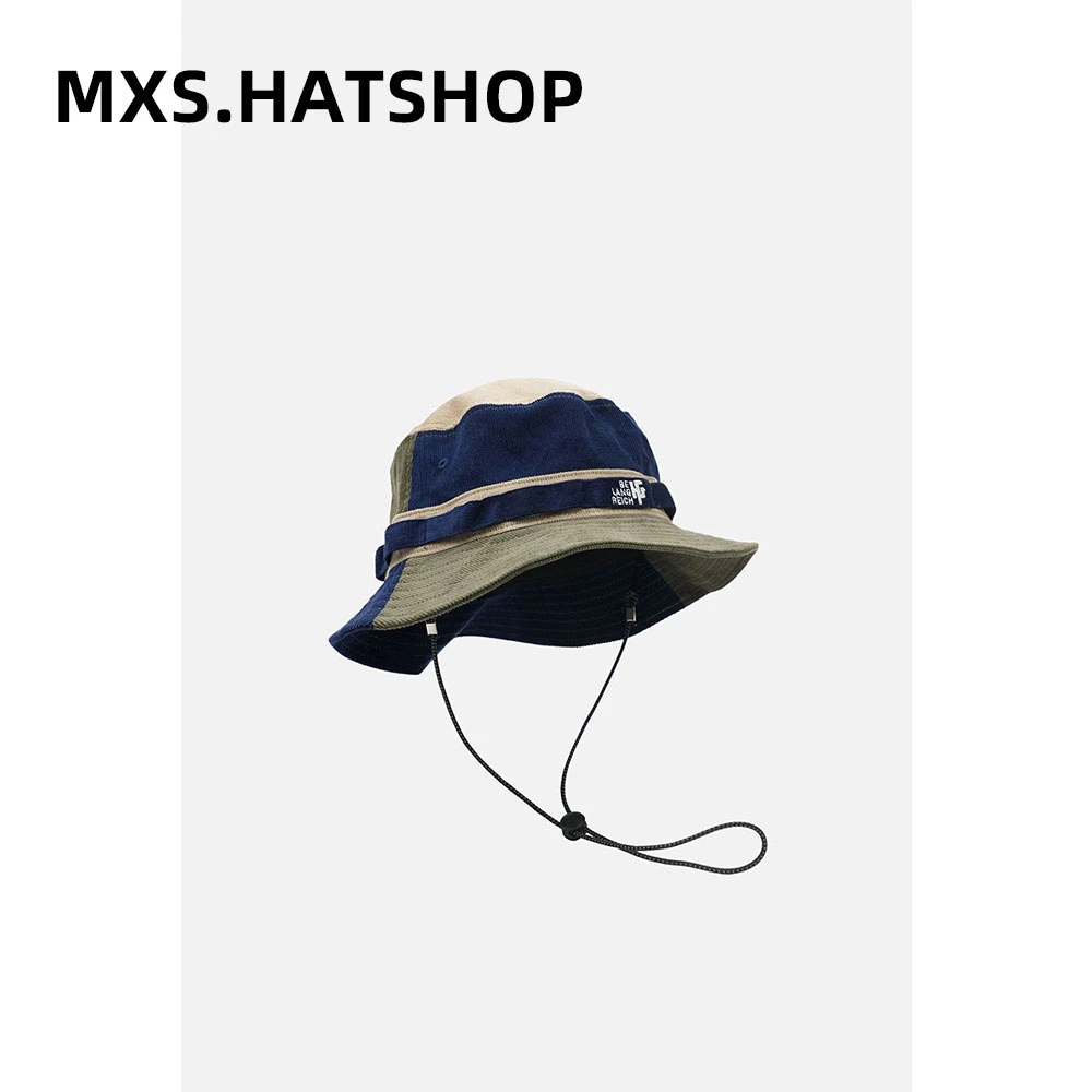 日系拼接色设计渔夫帽男女小众春夏遮阳防晒时尚潮牌复古短檐盆帽