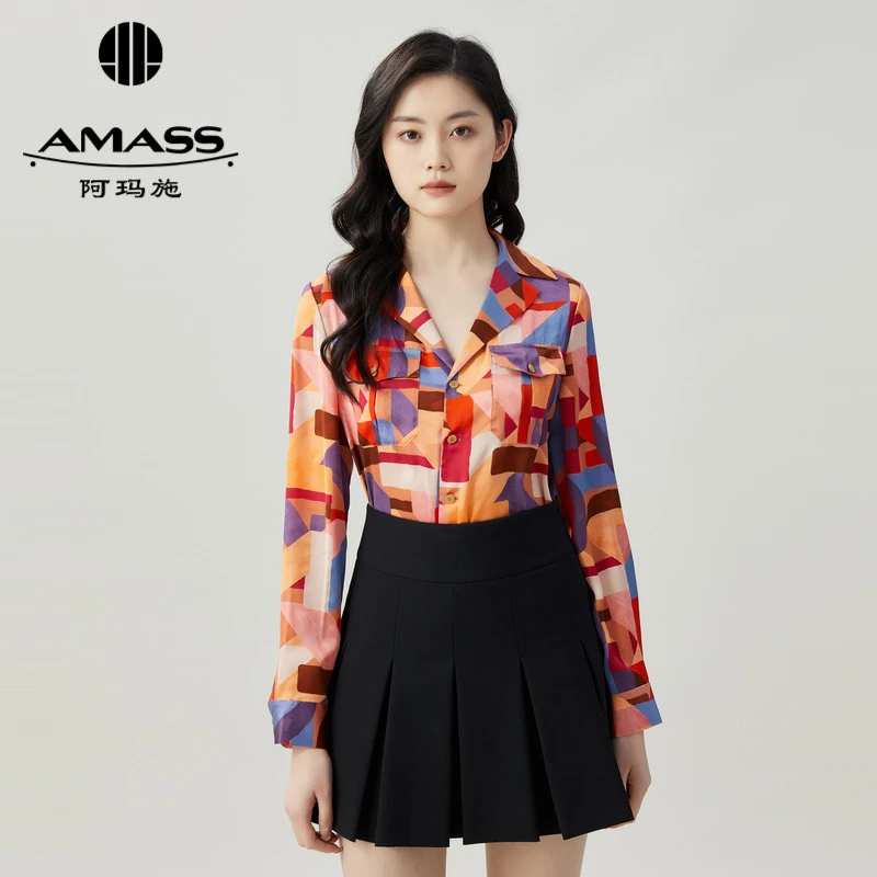 AMASS阿玛施 复古老爹长袖波点衬衫5300923