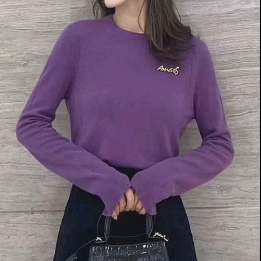 阿玛施AMASS 圆领紫色针织衫5399557
