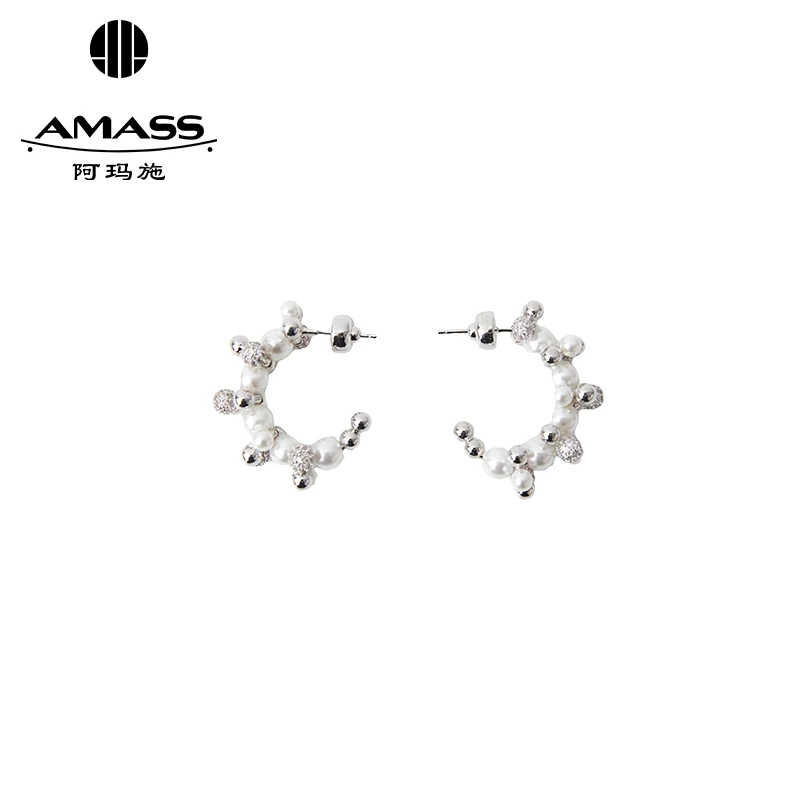 合金合成锆石耳饰 阿玛施AMASS 质感精致耳环5900533