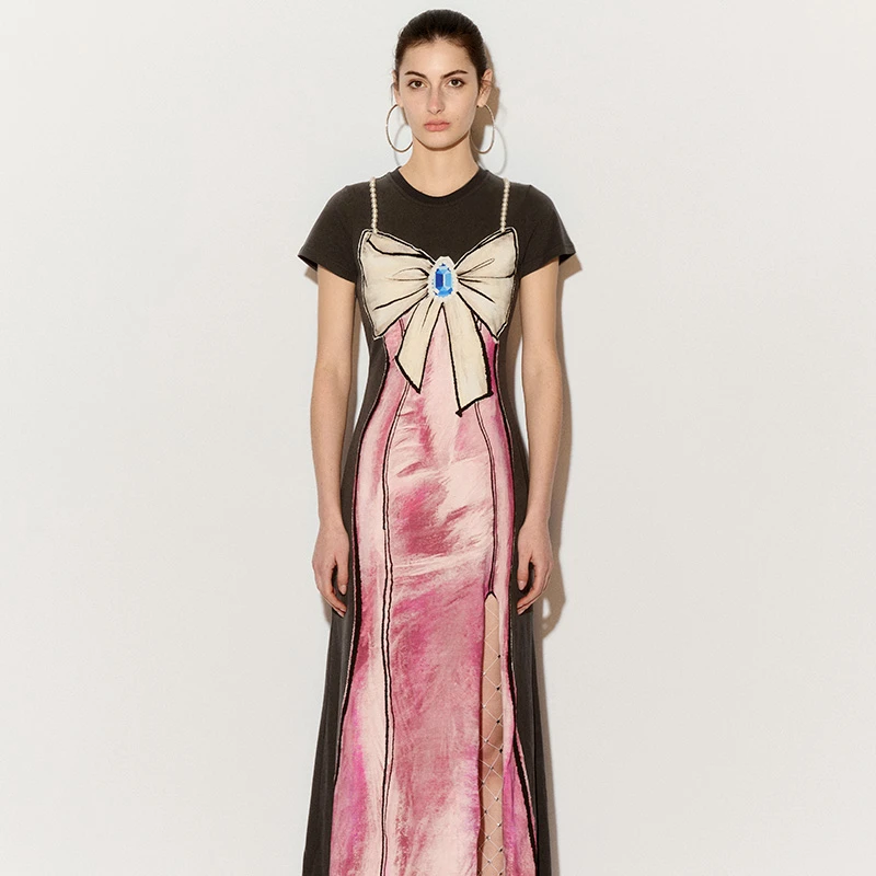 FORDARE SS24 趣味手绘珍珠吊带连衣裙