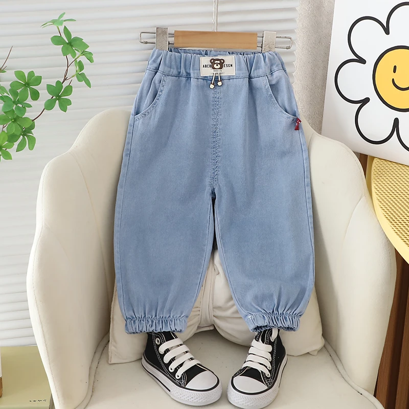 2024夏季冰感水洗天丝真牛仔防蚊裤0-7岁男宝女宝天丝薄款防蚊裤
