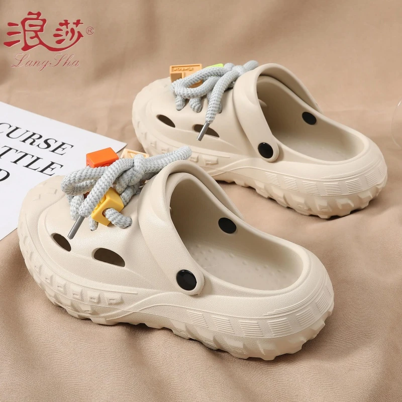 浪莎洞洞鞋女款夏季ins潮厚底踩屎感时尚网红爆款软底外穿沙滩凉
