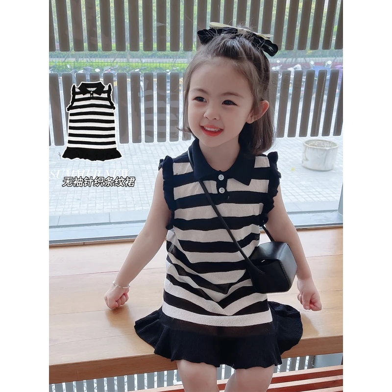 女童连衣裙女款爆款2024新款儿童洋气公主裙子宝宝夏装针织童装