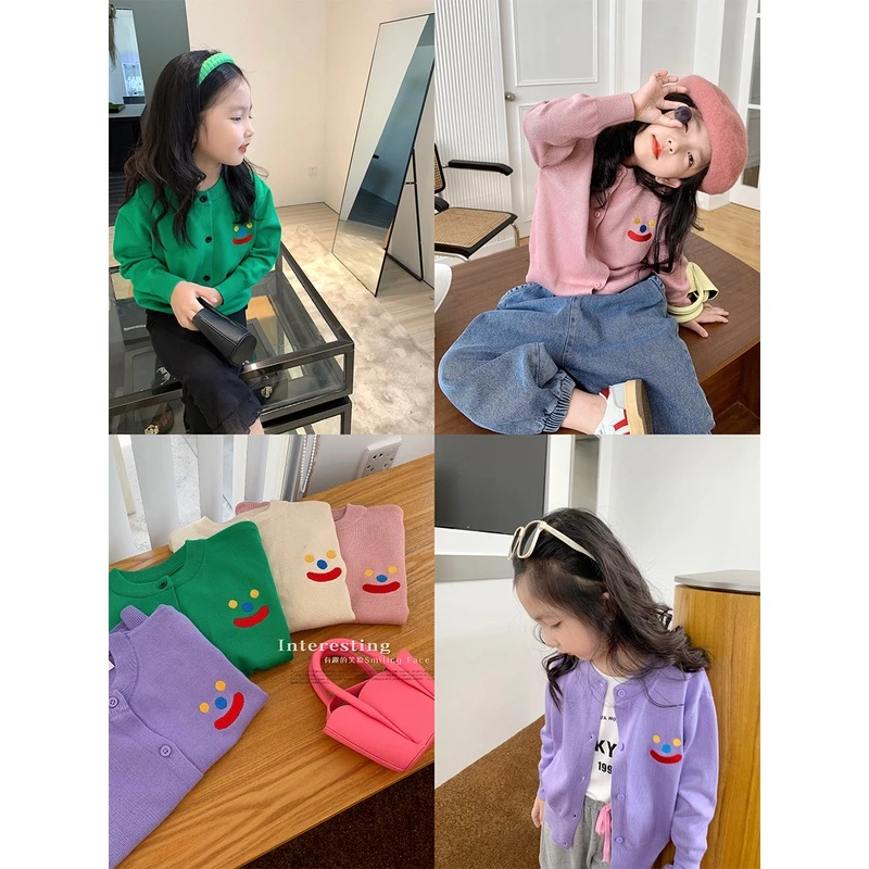 童针织开衫秋装新款韩版洋气百搭女孩长袖上衣薄款外套潮女童春秋