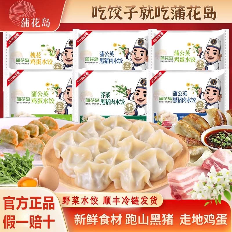 特别菜园蒲花岛蒲公英黑猪肉饺荠菜槐花鸡蛋手工野菜水饺水饺速冻