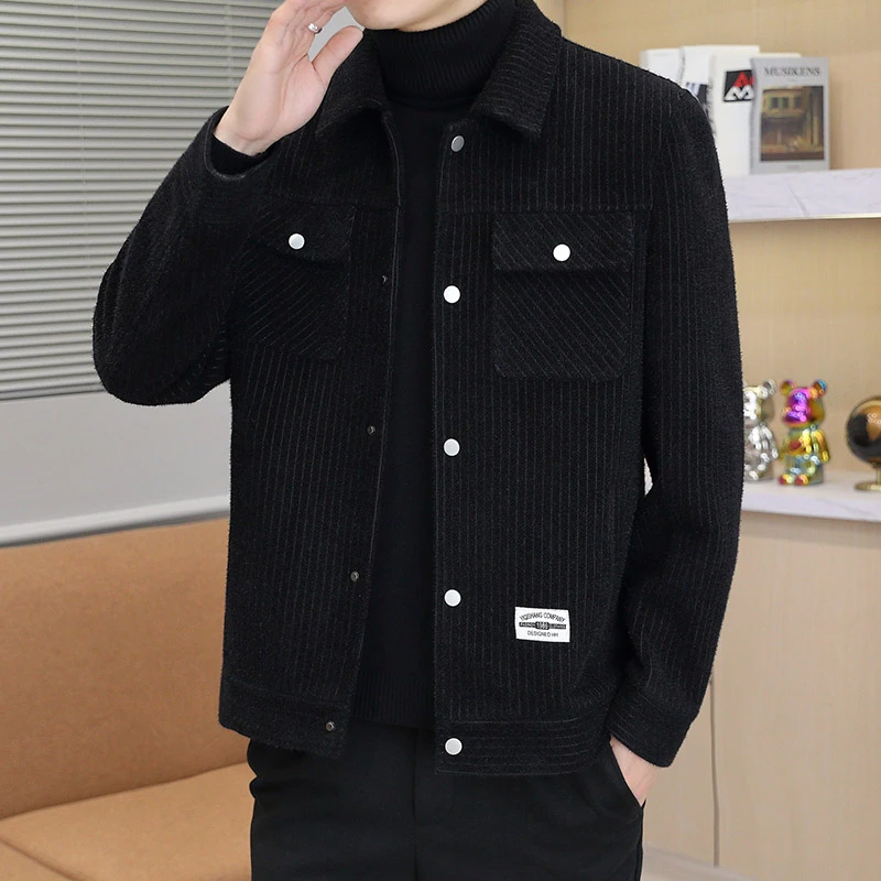 2024年秋冬季新款毛呢加绒加厚 时尚帅气男装外套