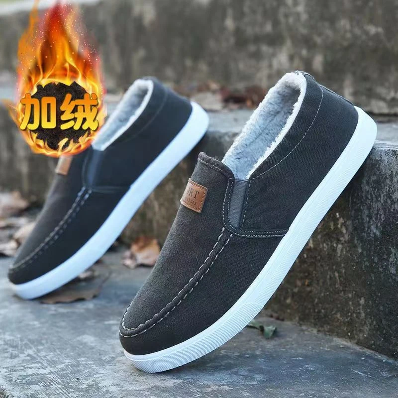 老北京布鞋秋冬男透气鞋北京布鞋男士中老年休闲加绒防滑加厚冬季