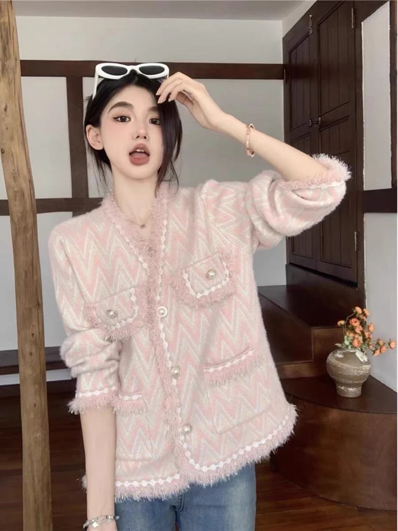 【云朵】法式高级感小香风针织开衫上衣女小众别致波浪纹