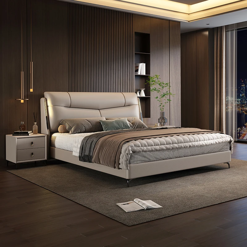 皮床意式轻奢双人床主卧大床现代简约网红软包床高档婚床家用