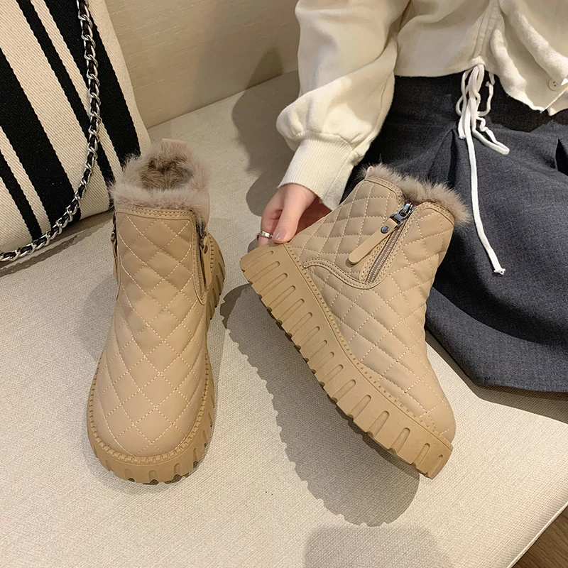 2024冬季新款加绒高帮雪地靴女学生ins韩版保暖休闲厚底棉鞋