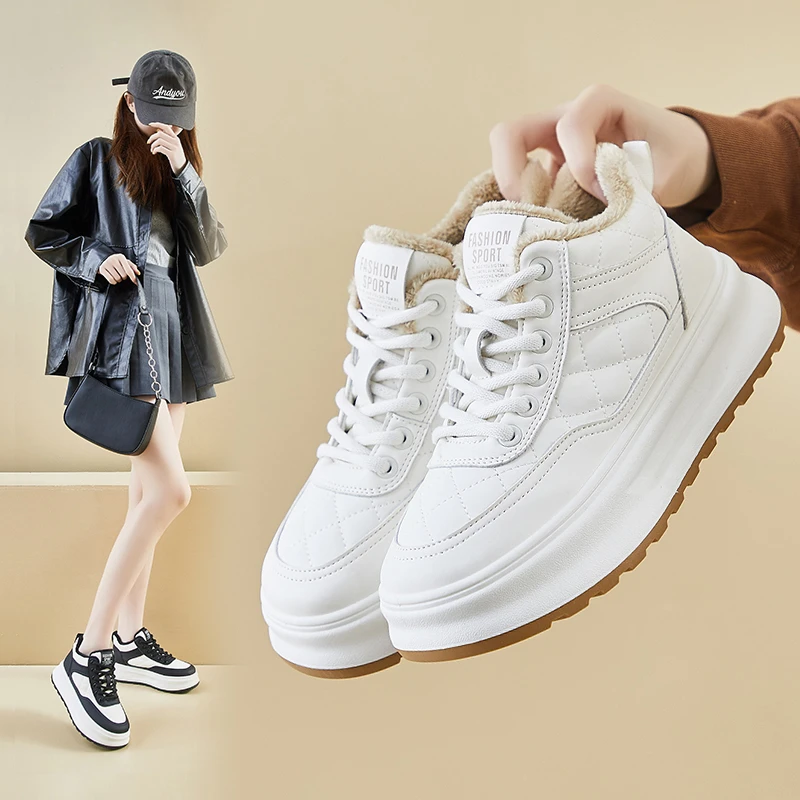 2024冬季加绒小白鞋新款韩版ins女学生运动板鞋休闲保暖大棉鞋