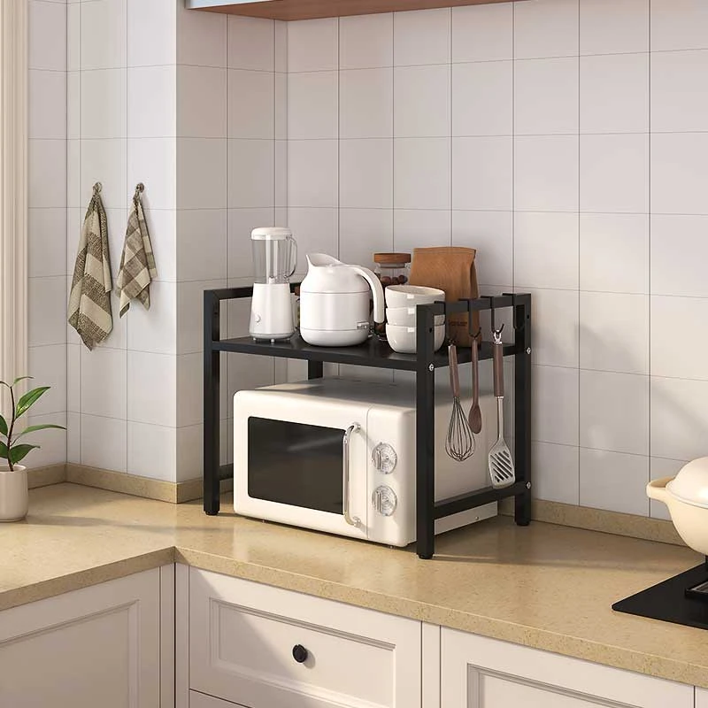 厨房置物架家用可伸缩台置烤箱架多功能储物架分层微波炉电饭煲架