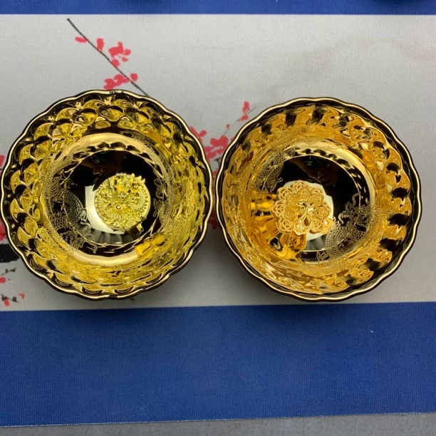 龙飞凤舞全金龙凤对杯高端手工茶器主人杯2只装无礼盒