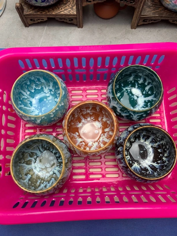 yb五行杯窑变龙蛋杯陶瓷杯精美茶杯无礼盒5只装