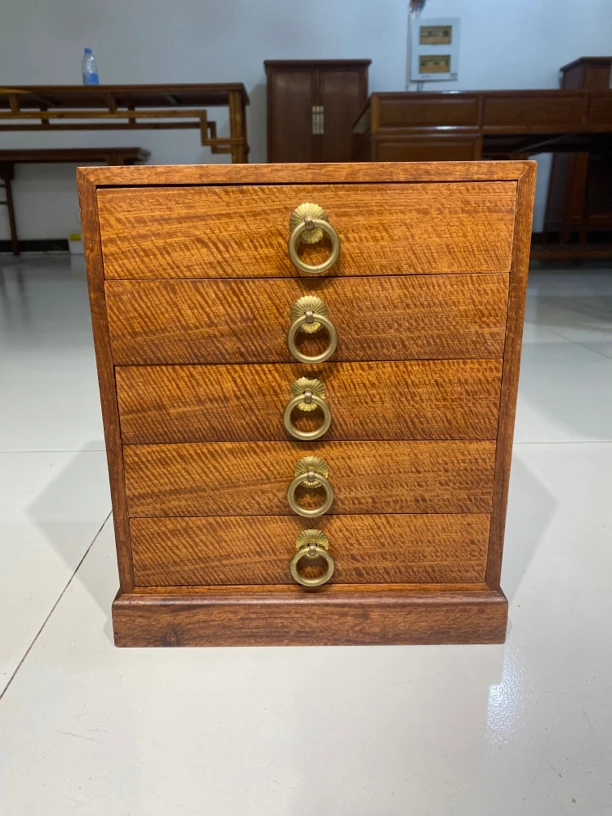 W五斗橱缅黄变异水波纹茶饼柜精品