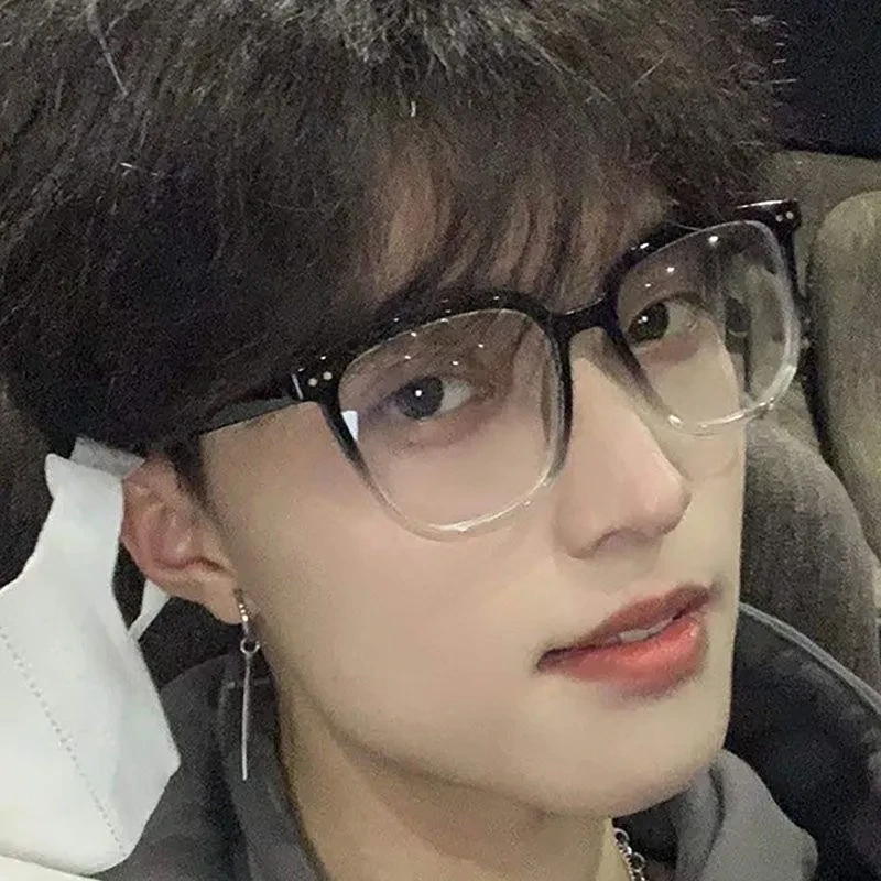 新上日系TR超轻黑框眼镜男大脸显瘦多边形学生可配度数防蓝光近视
