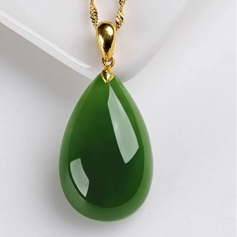 玉髓水滴吊坠绿玉髓吊坠挂件男女款菠菜绿水滴吊坠女士百搭