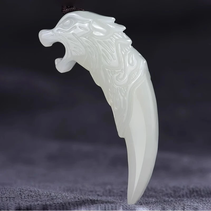 和田玉新款狼牙吊坠带证书狼牙吊坠和田玉男士项链挂件支持刻字