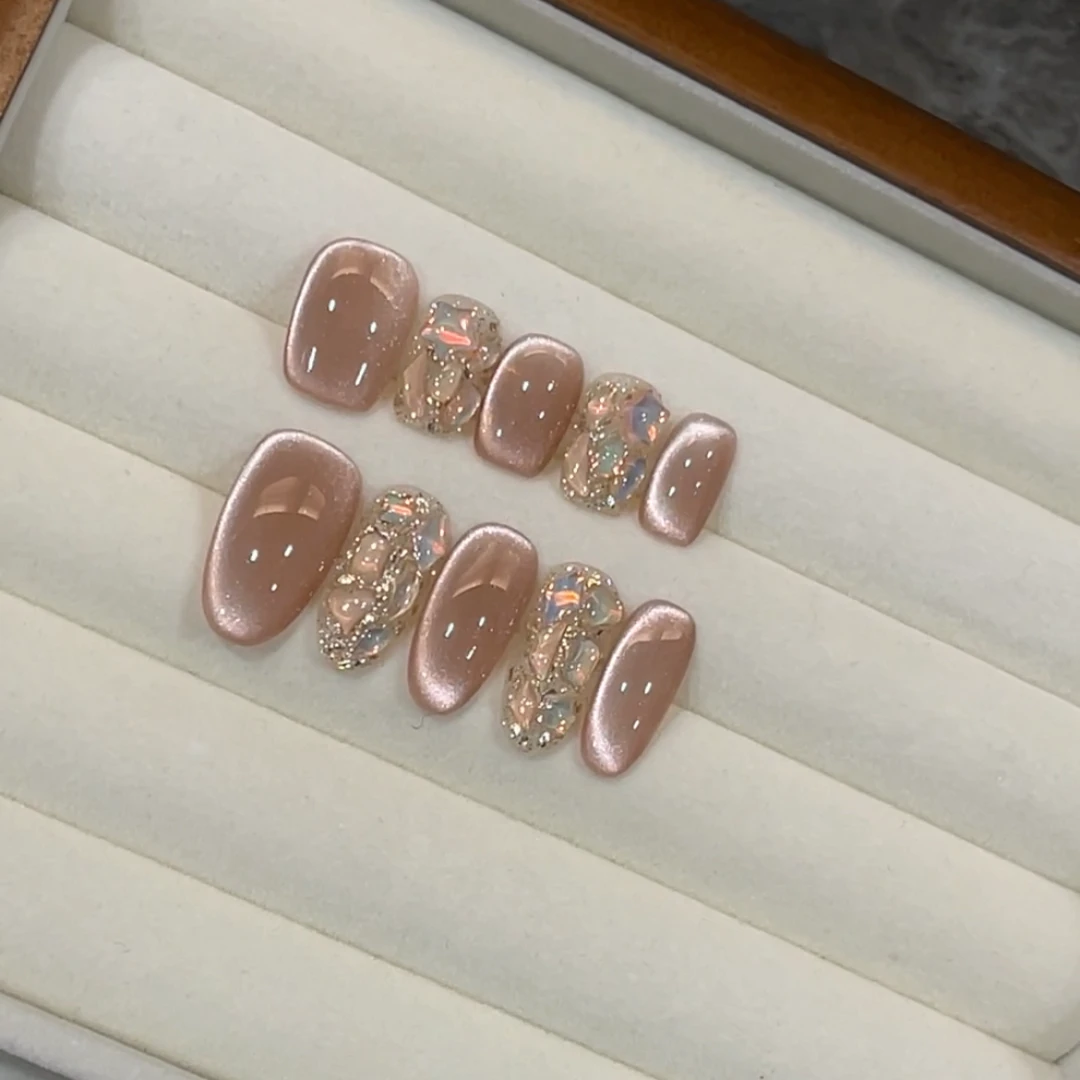 【茉莉花香】纯手工穿戴甲美甲穿戴式光疗甲冰透渐变流行纯欲秋冬