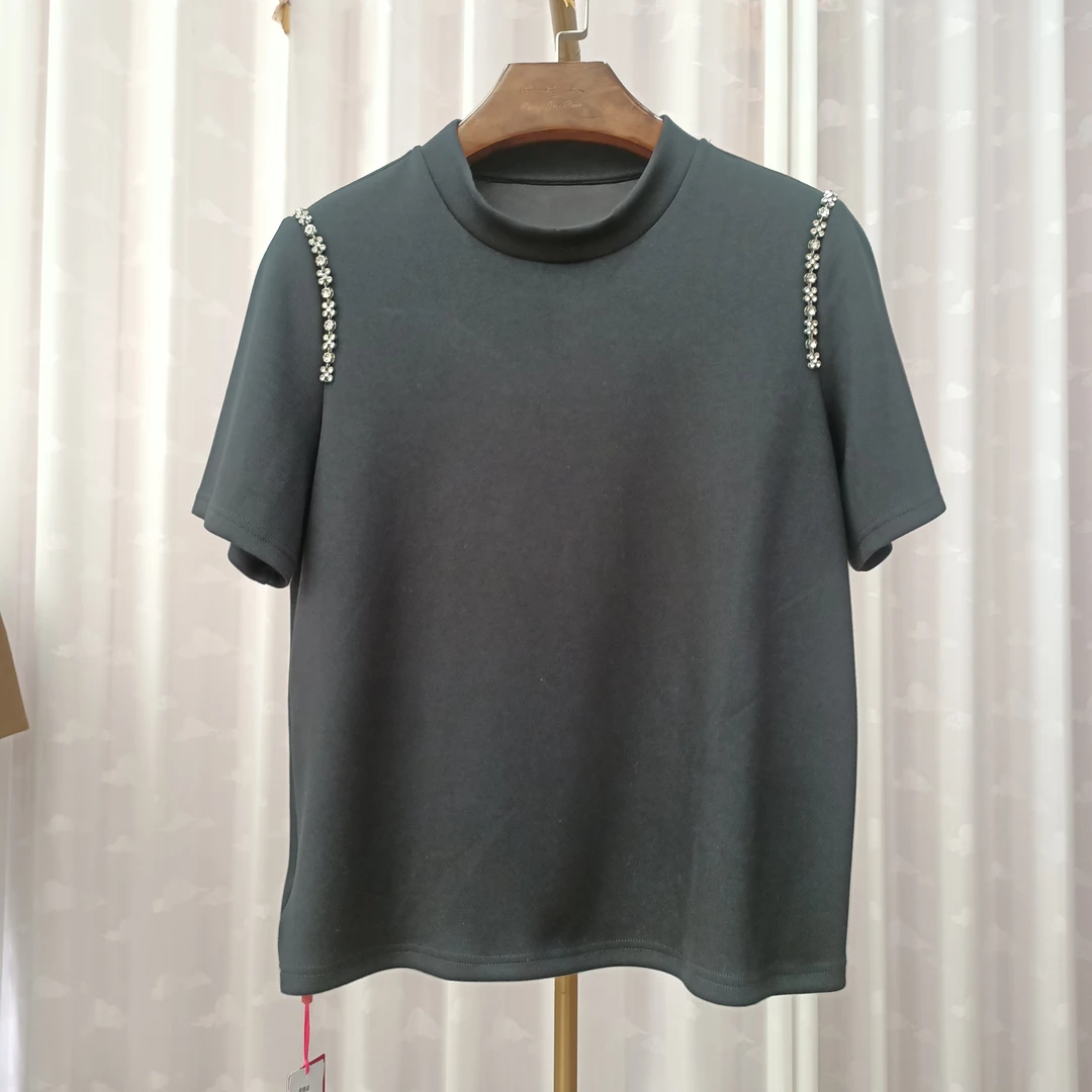 胖人坊大码立领钉钻小衫4382