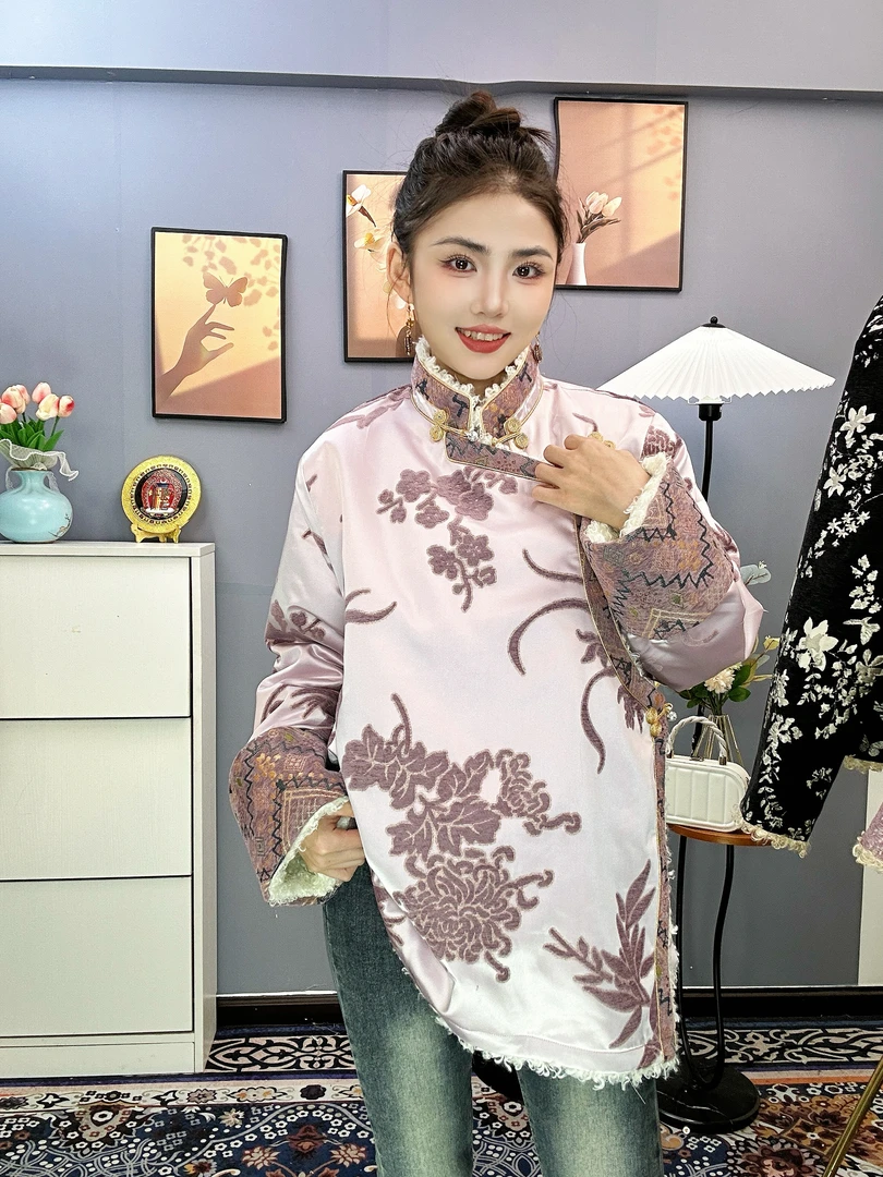 【藏吉家】～‘雪与梅’藏服冬季加厚保暖藏式外套女民族风藏装外套女