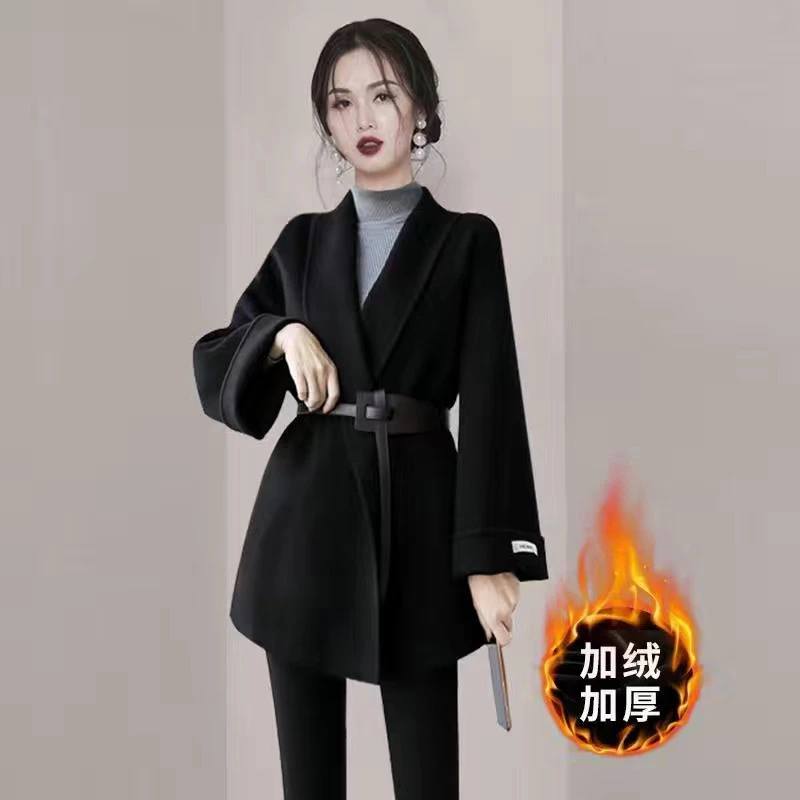 呢子大衣小个子最新款2023短款加厚加绒保暖女款秋冬高级感洋气