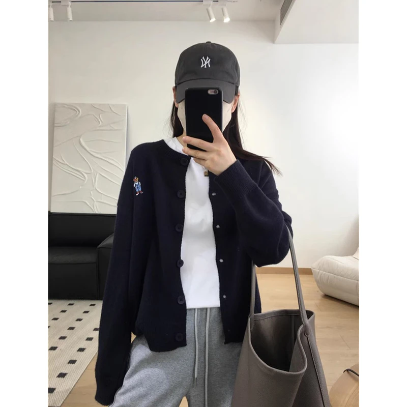 羊毛针织开衫女宽松百搭小香风外套休闲气质打底韩版上衣复古毛衣