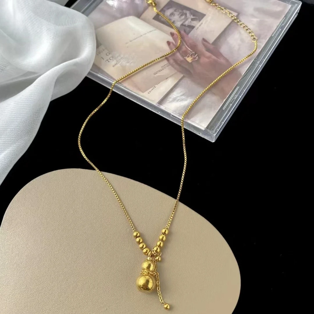 钛钢项链  时尚新款女轻奢高级设计感葫芦项链小众送女友锁骨链