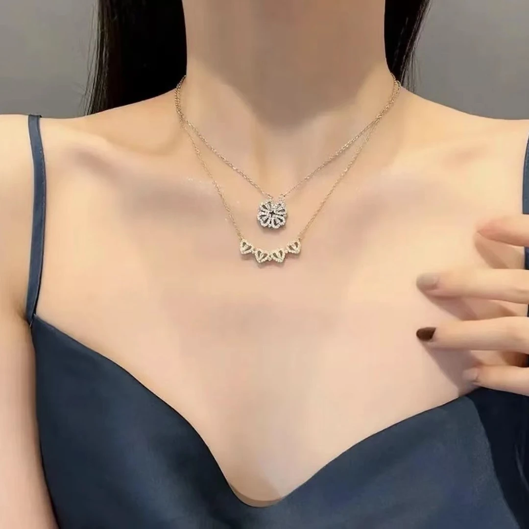 2025年新款[四叶花]一款两戴双开四叶花时尚锁骨项链