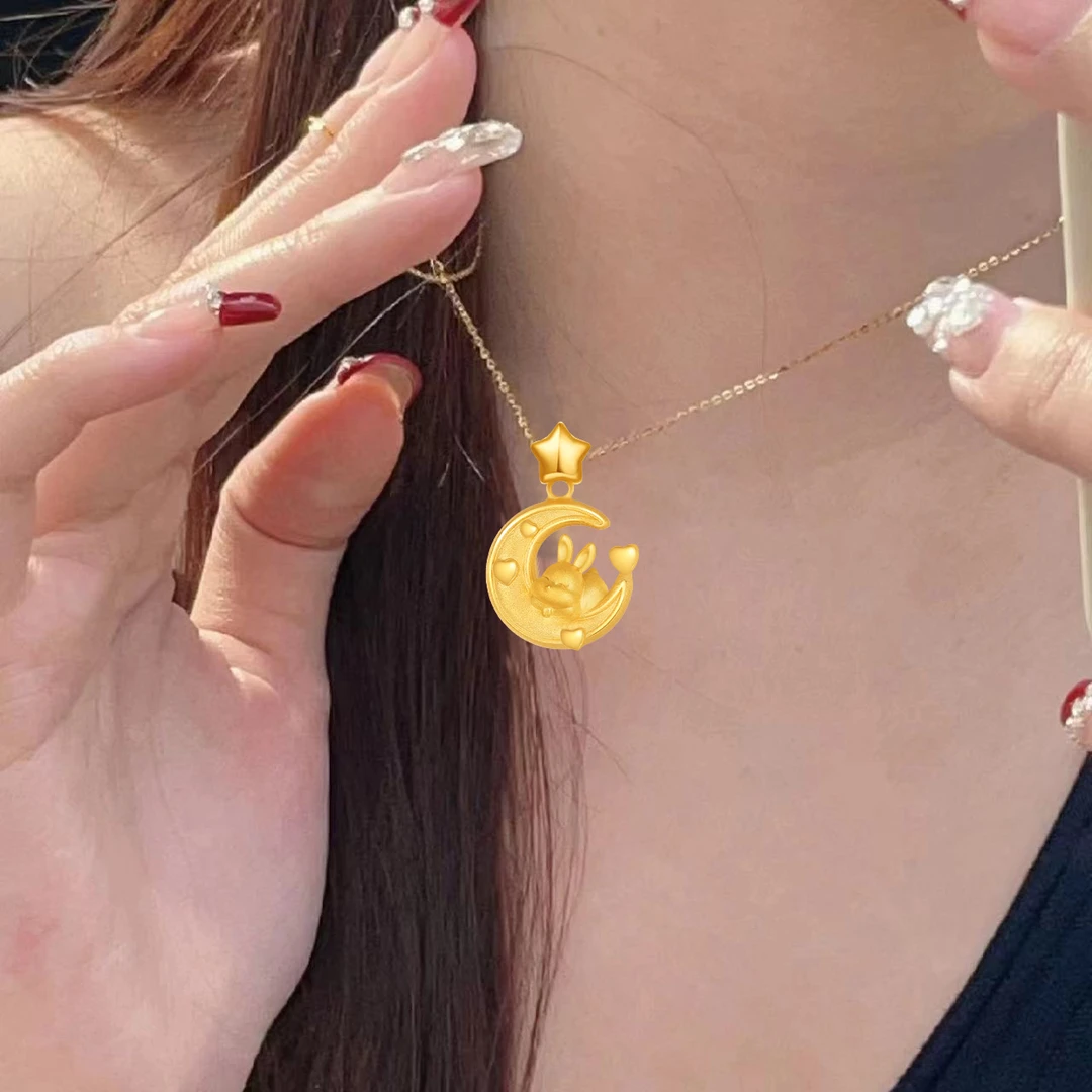 JIN BAI ZHENG 钛钢项链 不掉色美梦兔项链中秋