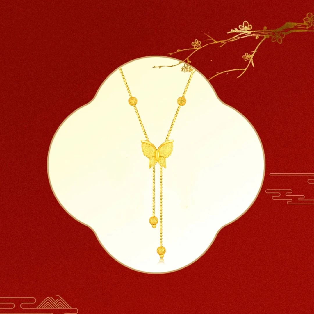 钛钢项链 不掉色在逃公主流苏蝴蝶项链女ins网红款时尚精致锁骨链