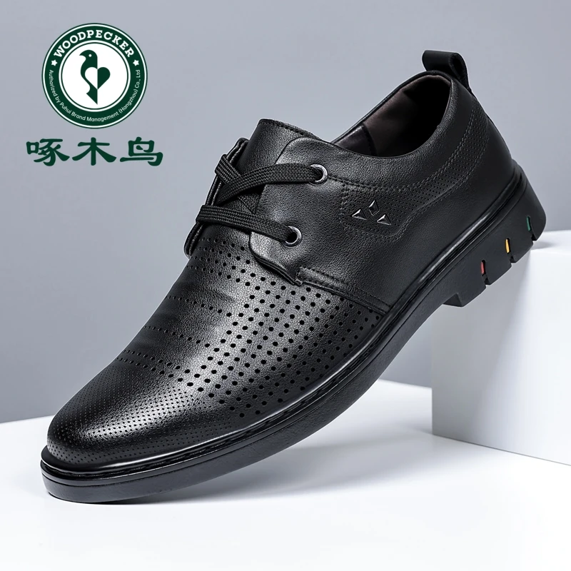 啄木鸟男鞋凉皮鞋夏季镂空洞洞鞋男士时尚休闲透气防滑中年爸爸鞋