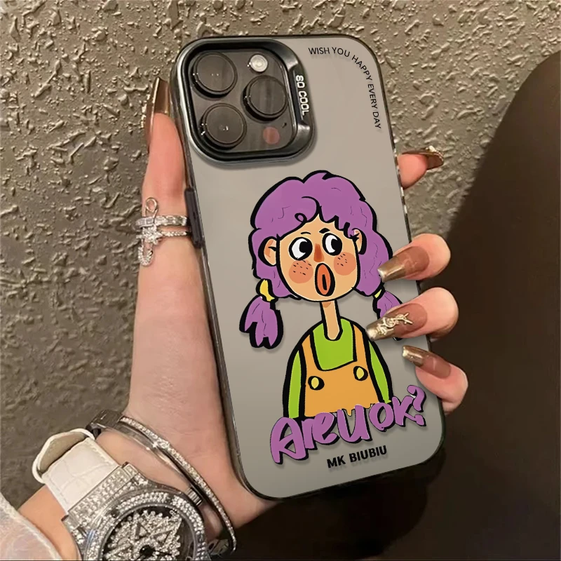 紫发女孩苹果13promax手机壳iPhone15女款14个性12promax保护套11