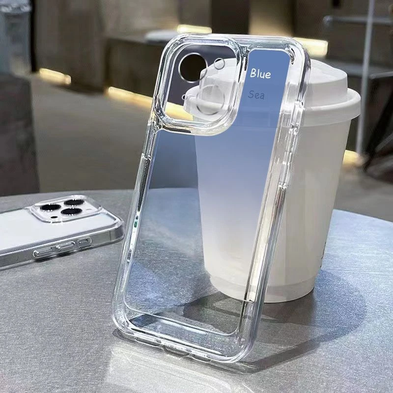 ins渐变蓝适用苹果14pro手机壳iPhone13防摔xsmax简约xr保护套11