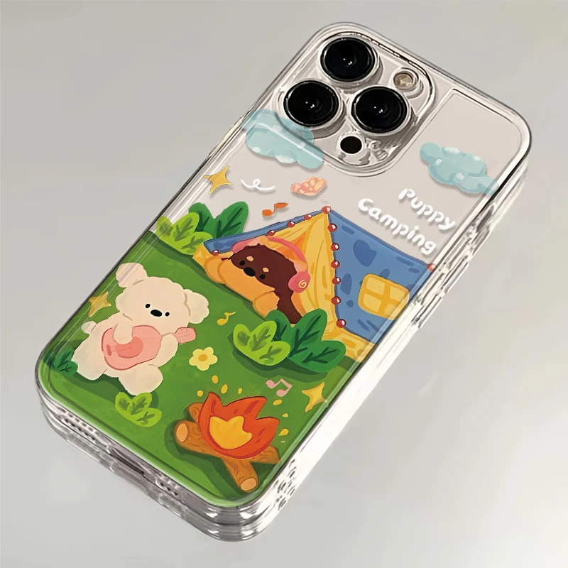 春日露营小狗苹果华为vivo小米oppo手机壳iPhone13保护套全包软壳